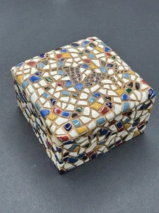 Vintage Barcino’s Mosaic Hand Painted Box trinket Jewelry Dolphin Design 3x3” - Picture 1 of 15