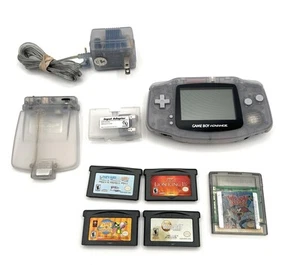 Nintendo Game Boy Advance (AGB-001) GBA-Clear/Glacier- NO Battery Cover + Extras - Picture 1 of 21