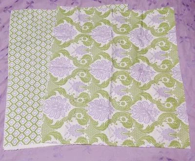 NUEVO TEJIDO 1/2yd VERDE DAMASCO Y ACOMPAÑANTE ESTAMPADO ALGODÓN ARTESANAL 1yd Foto 1 de 4