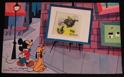 Disneyland 1965 Art Corner Lenticular Flasher Postcard DUMBO Walt Disney History - Image 1 of 4