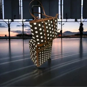 Michael Kors piccolo trolley valigia da viaggio + borsa tote set combinato bagaglio a pois - Foto 1 di 13