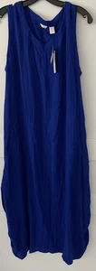 Kaktus NWT Tank Dress Sleeveless Size L Pockets Sheer Royal Blue - Picture 1 of 8