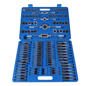 110tlg Gewindebohrer & Schneideisen Set mit Schraubenschlüssel Griff - Schraube Mutter Gewindeschneiden Handwerkzeug Kit - Bild 1 von 6