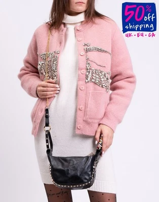 RRP€235 ASH Leather Crossbody Bag Studded Chain Strap Zipped - Image 1 of 4