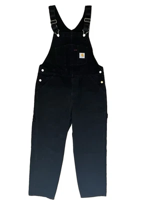 Carhartt WIP Work In Progress Bib Overalls 33x30 Canvas Cotton Black Workwear - Image 1 of 4