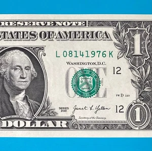 August 14, 1976 (L 08141976 K) BIRTHDAY Note $1 One Dollar Bill *UNC* - Picture 1 of 4