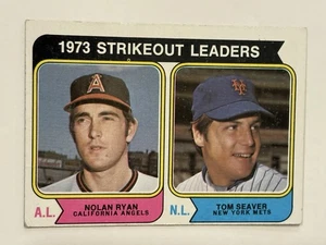 1974 TOPPS~TOM SEAVER & NOLAN RYAN STRIKEOUT LEADERS #207 - Picture 1 of 2