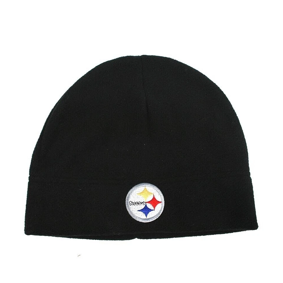 NFL TEAM APPAREL PITTSBURGH STEELERS BLACK FLEECE BEANIE HAT