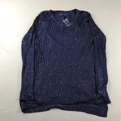 Suéter APT 9 Mujer XL Azul Metálico Forrado Mangas Largas Pullover Nuevo con Etiquetas Foto 1 de 4