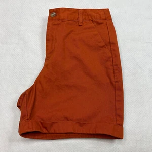 Forever 21 Womens Shorts sz S Orange Mid Rise Flat Front Stretch Cuffed Chino - Picture 1 of 12