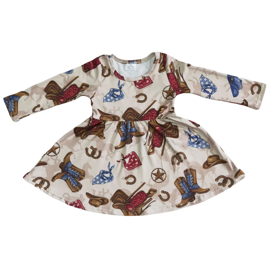 Botas de vestir de manga larga con estampado de botas occidentales para niñas Foto 1 de 1