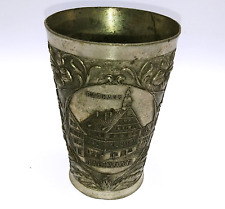 Vintage Rathaus Backvang design German Pewter Wine Cup Glass Embossed Mug