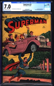 Superman #19 (1942) CGC 7.0 -- O/w to white pages; Jerry Siegel & Joe Shuster - Bild 1 von 2