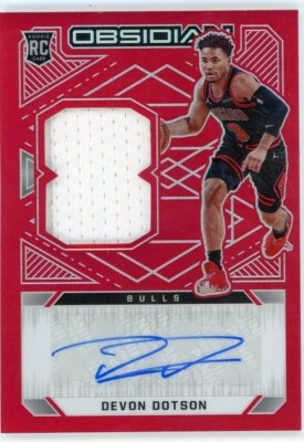 J680 DEVON DOTSON RC AUTO 2020-21 OBSIDIAN RED FLOOD PRIZM CHICAGO BULLS #203 - Image 1 of 2