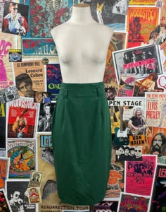 Vtg 90s Womens Green High Waist Rumours Pencil Skirt 26" Academia Femmeswear - Picture 1 of 9