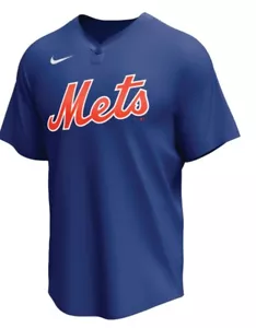 Camiseta deportiva Nike de los MLB Mets juvenil grande azul con un botón manga corta de béisbol Nueva York - Imagen 1 de 2