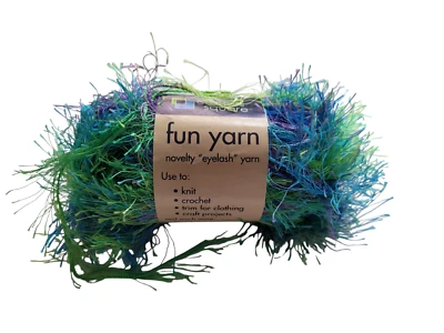 Crafter’s Square FUN Yarn Novelty Eyelash Turquoise Green Purple 50g 71.7yrd - Image 1 of 4