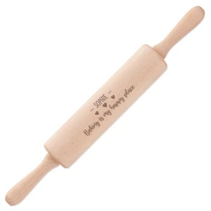 Personalised Rolling Pin Baking Is My Happy Place Revolving Wooden Name Baking - Picture 1 of 1