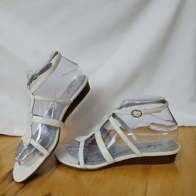 EUC VINTAGE White Mountain White Leather Strappy Sandals Sz 6.5M Ankle Strap - Image 1 of 4