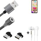 Data charging cable for + headphones LG Electronics K42 + USB type C a. Micro-US