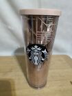 STARBUCKS 2017 Venti Cold Cup Tumbler Rose Gold Pink With Lid & Straw (RARE)