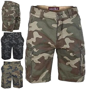 MENS ARMY CASUAL WORK CARGO COMBAT CAMOUFLAGE SHORTS COTTON CHINO HALF PANT CAMO - Picture 1 of 32