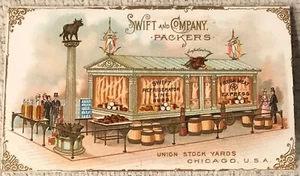SWIFT AND COMPANY VICTORIAN TRADE CARD WORLD'S COLUMBIAN EXPO 1893 FOLDED FORMAT - Picture 1 of 3
