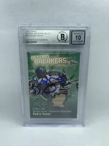 Robin Yount Signed 2003 Topps Game Used Bat Relics Beckett Grade 10 Auto HOF - Picture 1 of 2