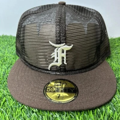 Страх Божий 59Fifty New Era сетки шляпа резинке крышка мужчин размер 7 1/2 коричневый - Изображение 1 из 4