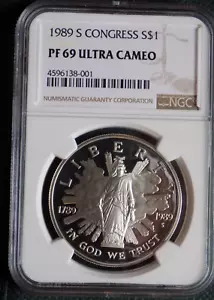 1989 S CONGRESS Commemorative Silver Dollar NGC PF 69 ULTRA CAMEO - Picture 1 of 2