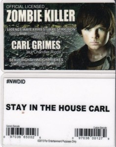 Chandler Riggs aka Carl Grimes of the Walking Dead drivers License fake id card 