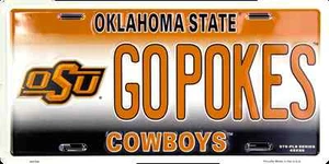 LETRERO DE METAL GO POKES GOPOKES PLACA DE ETIQUETA CAMIÓN COCHE VAQUEROS ESTADO DE OKLAHOMA - Imagen 1 de 5