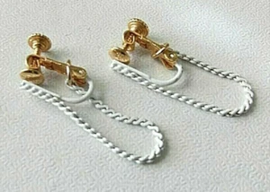 Pendientes colgantes a tornillo vintage firmados en tono dorado por Napier #M86 - Imagen 1 de 4