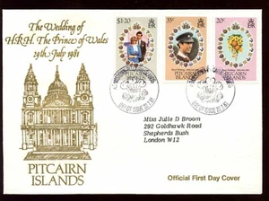 Pitcairn Islands 1981 Royal Wedding, Princess Diana FDC #C11426 - Picture 1 of 1