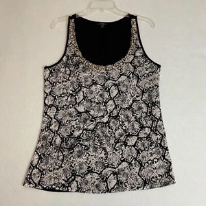 Express Women's Top Black Snakeskin Sequin Sleeveless Lightweight Stretch Size M - Picture 1 of 13