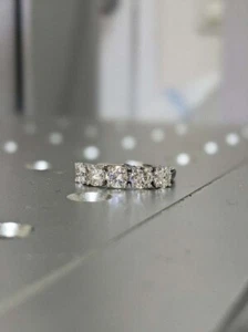 1.00 Ct Lab Created Diamond Eternity Wedding Band Ring 14k White Gold Finish - Picture 1 of 5