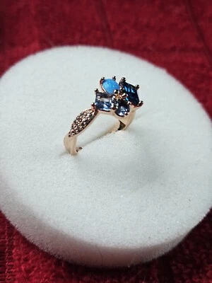 BP кольцо размер 6 RBP7786 LG лазурный синий огненный опал и LC синий топаз и бриллиант CZ на - Изображение 1 из 3