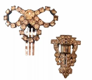 Art Deco Clips 30er Jahre? Konvolut 2 Strasssteine Silber edel - Bild 1 von 9