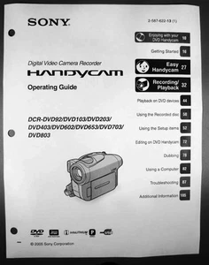 Sony DCR-DVD92 DVD103 DVD203 DVD403 DVD602 DVD653 DVD703 DVD803 Operation Guide - Picture 1 of 1