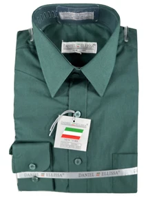 Daniel Ellissa Men's Hunter Green Dress Shirt Convertible Cuff Sizes 14.5 - 22.5 - Picture 1 of 4