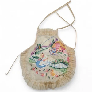Vintage 1950s Disney Alice In Wonderland Apron Color Print to fit 14"-19" Doll - Picture 1 of 3