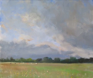 NUEVA PINTURA AL ÓLEO ORIGINAL MALCOLM LUDVIGSEN ""Víspera de Verano"" solsticio Yorkshire - Imagen 1 de 1