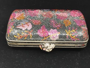 Judith Leiber Clutch rosa & schwarz Multi Swarovski Kristall mit Kette SELTENER GRIFF!! - Bild 1 von 7