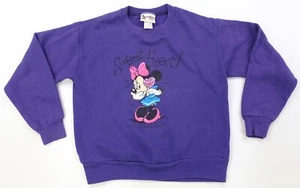Rare VTG WALT DISNEY WORLD Minnie Mouse Sweet Heart Sweatshirt 90s Purple Girl M - Picture 1 of 9