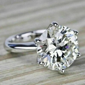 5CT Round Cut GVS Lab Grown Diamond/CVD Solitaire 6 Prong Ring 14k White Gold - Picture 1 of 12