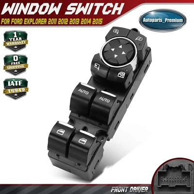Interruptor de ventana eléctrica del lado del conductor delantero para Ford Explorer 2011 2012-2015 17 pines Foto 1 de 4