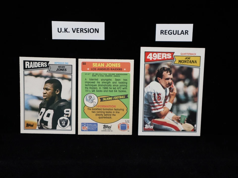 1987   Sean Jones    Los Angeles Raiders    U.K. Topps   Mini     #50  "A" - Image 1 of 1