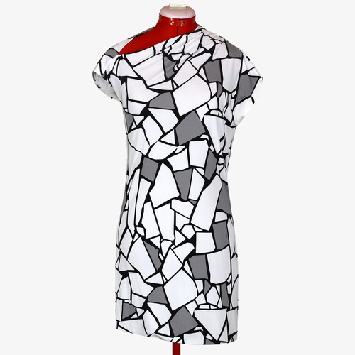 Abito asimmetrico Gucci bianco astratto stampa geometrica taglia S