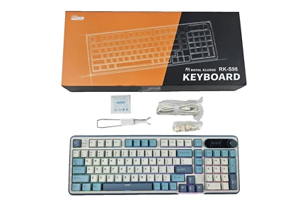 RK Royal Kludge S98 Wired Wireless Keyboard Tactile Pale Green Switch SKY BLUE - Image 1 of 4