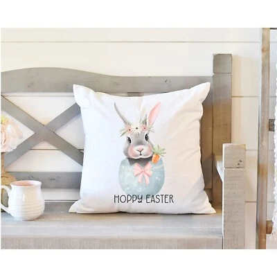 Easter Pillow Cover, 16x16 inches, Easter Bunny Egg, Indoor or Outdoor, Spring  - Image 1 of 3